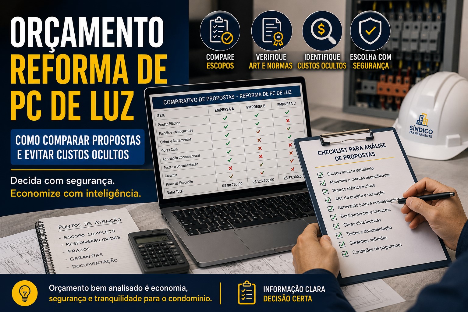 orçamento de reforma de PC de luz