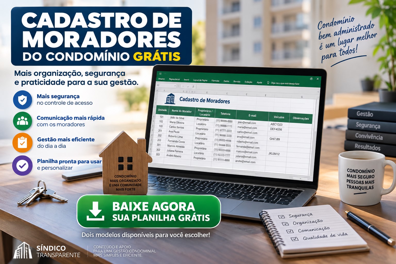 Cadastro de moradores do condomínio grátis